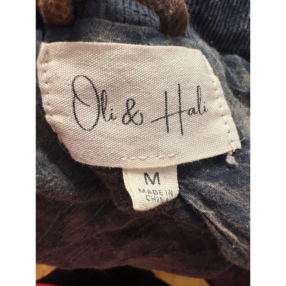Oli & Hali Plaid Patchwork Distressed Long Trench Coat Duster Brown Blue M - Picture 7 of 7